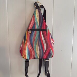 Colorful boho sling backpack butterfly black striped festival y2k revival‎ bag